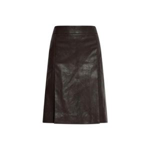 25 FW 페라가모 프런트 슬릿 미디 키드 스킨 레더 스커트 13H7150788303