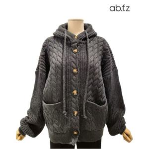 [에이비에프지]꽈베기 후드 긴팔 니트 가디건 APZ4HY43K