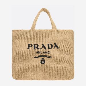 프라다 로고 자수 라피아 쇼퍼백 1BG392VOOL 2C2TF0018