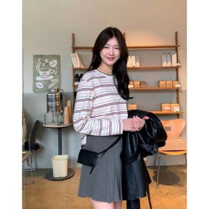 질스튜어트 뉴욕 여성 25SS 시즌오프 핑크 스트라이프 코튼 긴팔티셔츠 JSTS5B210P1