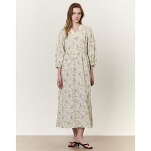 아떼 바네사브루노 여성 25SS 옐로우 플라워 면혼방 긴팔 원피스 VLDR5B213Y2