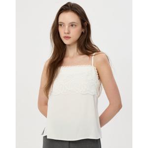 질스튜어트 뉴욕 여성 25SS 화이트 레이스장식 민소매블라우스 JSBL5B620WT