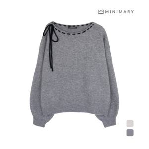 [미니마리] 보트넥스티치리본니트 (MMA3TS51)