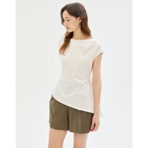 질스튜어트 뉴욕 여성 25SS 화이트 언발란스 코튼 반팔티셔츠 JSTS5B600WT