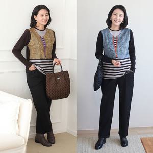 [쉬즈마담]T57427 로사 레이어드 착시나염티 50대 엄마옷