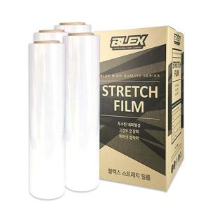BLEX 스트레치 필름 4롤입 30Mic x 500mm x 250M 공업용랩 포장용랩 산업용랩 수출포장 가드랩 전선랩 파레트랩 보호테이프