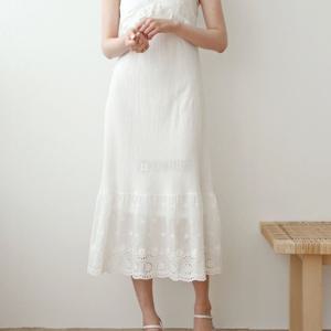 [옷자락]여자 레이스 프릴 나시 플레어 파자마 롱원피스 잠옷