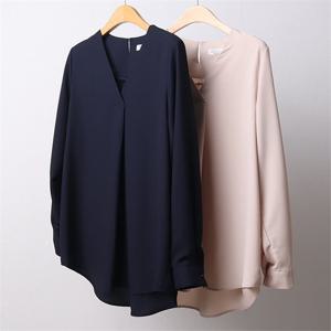 [강물처럼]빅사이즈사랑해요 D162L203 랩브이훌쉬폰블라우스 OL