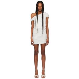 25 FW 엠에스지엠 여성 오프 화이트 오프숄더 미니 드레스 241443F052021