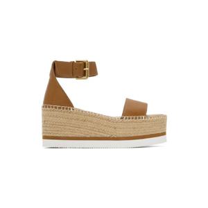 25 FW 씨바이끌로에 여성 탠 글린 에스파듀 샌들 242373F124001