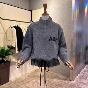 [ab.f.z]AOZ1HW53A_부클 레터링 집 업 박시 니트