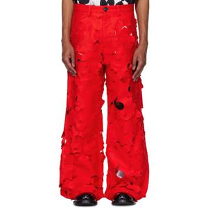 25 FW 마르니 남성 레드 컷아웃 코튼 카고 팬츠 251379M188000