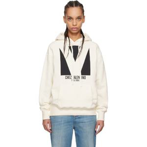 25 FW 발렌티노 여성 오프 화이트 셰 발렌티노 프린트 코튼 후드티 251476F097000