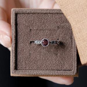 바이데이지 라운드 자수정 원석 실버반지 Br0347