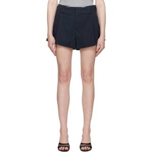 25 FW 알렉산더왕 여성 네이비 박스 플리츠 워크웨어 인스파이어 쇼츠 251187F088030