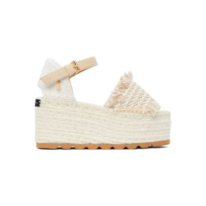 스텔라 매카트니 샌들 오프 화이트   베이지 가이아 플랫폼 에스파듀 웨지 힐 샌들 251471F125004