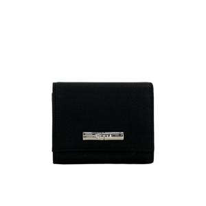 롱샴 Le Roseau 컴팩트 블랙 가죽 명품 지갑 30021HFP