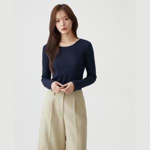 플라스틱아일랜드  (PR3CL881) 네크배색 슬림 티셔츠