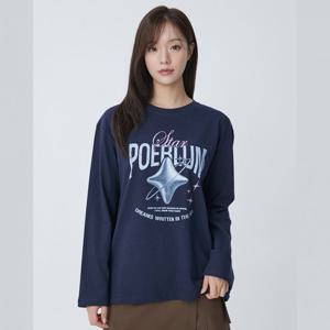 플라스틱아일랜드  (PR3CL901) 레터링 프린트 긴팔 티셔츠