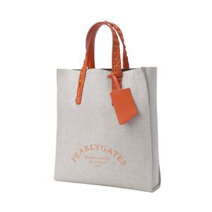[파리게이츠] (531D7BG001)공용 프린트 로고 레더 핸들 린넨 토트백