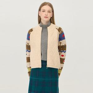 [베네통] 배색 자카드 슬리브 가디건_BAKC53561IV