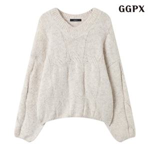 [GGPX]앙고라 꼬임 브이넥 긴팔 니트 (GPDKT034D)