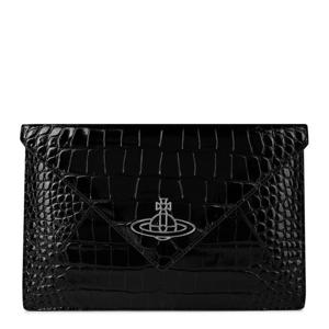 비비안웨스트우드 ORB 로고 크로코 이펙트 가죽 클러치 블랙 44020097U L0039 N401