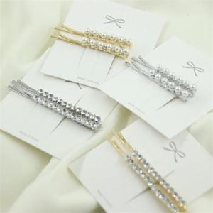 진주 큐빅 헤어핀 머리핀 실핀  2set