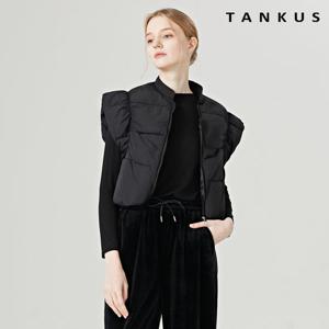 [탱커스]노카라 슬리브 셔링 집업 패딩베스트 (TW4VT006L0)