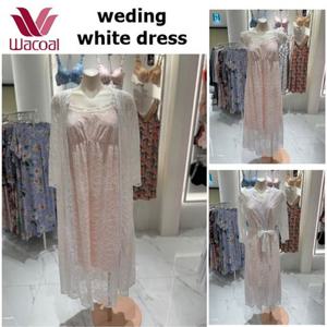 [와코루](WGN7300B WGN7300A) 웨딩추천 화이트 올오버레이스 원피스 로브 샤워 가운 세트