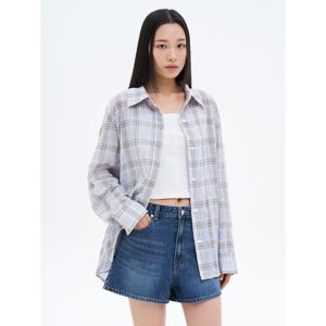 (125664MQ3Q) [에잇세컨즈] 루즈핏 체크 셔츠  스카이 블루