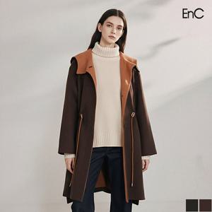 [ENC] 배색후드 스트링코트 (ENJH24V02W)