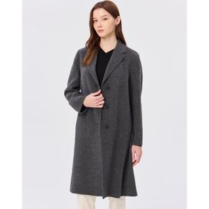 헤지스 여성 24FW 스테디셀러울100% 차콜그레이 멜란지 롱 코트 WSCO4DC10CG