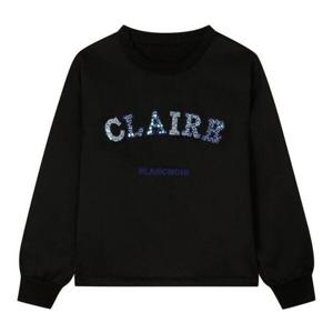 [베스띠벨리]스팽글자수레터링기모티셔츠 24FWI42844BK_YS