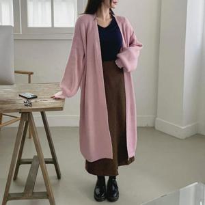 [다잇템]여자 빅사이즈 백프린팅 골지 롱 캐릭터 가디건