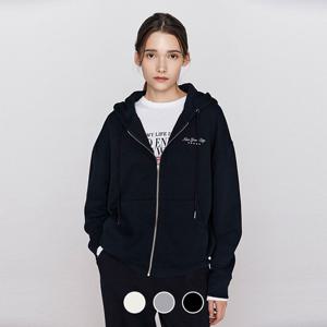 [지오다노] 여성 겨울 기모 오버핏 그래픽 자수 후드 집업 티셔츠 325933