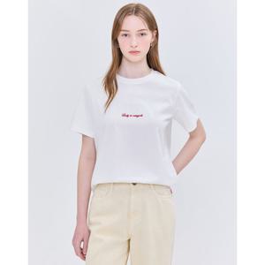 질스튜어트 뉴욕 여성 25SS 화이트 자수 코튼 반팔티셔츠 JSTS5B300WT