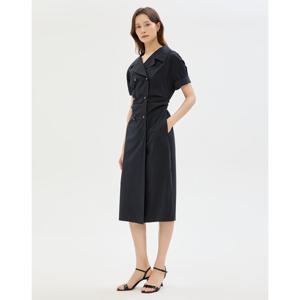 질스튜어트 뉴욕 여성 25SS 네이비 셔링장식 코튼혼방 원피스 JSDR5B580N3