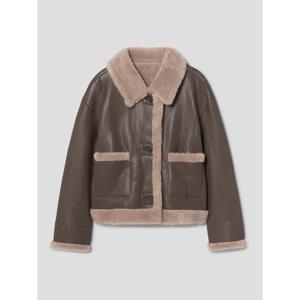 (355Y3VLY4C) [에잇세컨즈] 칼라넥 페미닌 숏 레더 무스탕  브릭