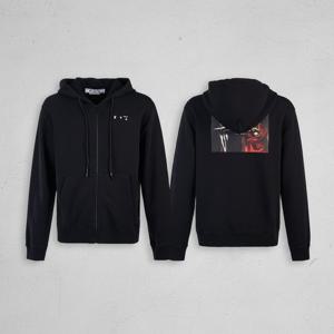 오프화이트  카라바조 프린드 후드 집업 OMBE013C99FLE0041001