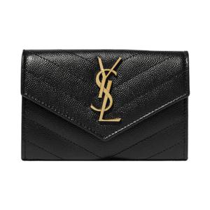 생로랑 퀼팅 텍스쳐 레더 플랩 스몰 카드 웰렛 반지갑 골드 실버 414404