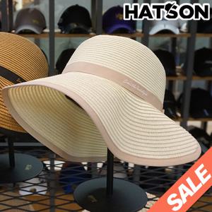 [햇츠온]브랜드 여름 여성 밀짚 벙거지 비치 모자 J2SB242WH AD