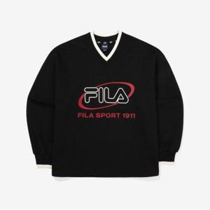 [FILA] 빅로고 면혼방 V넥 맨투맨 (FS2POF3155F_BLK)