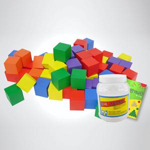 (가베가족)KS0136 큰솔3cm칼라쌓기나무100+미니북+통