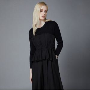 [GGPX] 셔링 탑 레이어드형 플레어 롱 원피스 (GOHOPA91F)