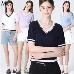 [모리모리스][모리모리스(Morry Morris)] 라이크 배색 브이넥 니