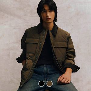 [지오다노/본사] 074930 코듀로이 칼라 LWD 퀼팅 자켓 (TAG가 128000원)