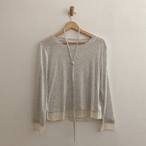 샵앤) 여성 라운드넥 레이스배색 허리끈 시스루 레이어드 티셔츠 SIU-WSH-4349-멜란지G