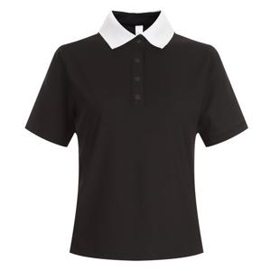 샵앤) 여성 프리미엄 골프 배색 카라넥 골지 스판 반팔 티셔츠 LB-WSH-20634-블랙