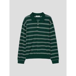 (425951LY1M) [에잇세컨즈] 포멀 스트라이프 칼라 니트  그린